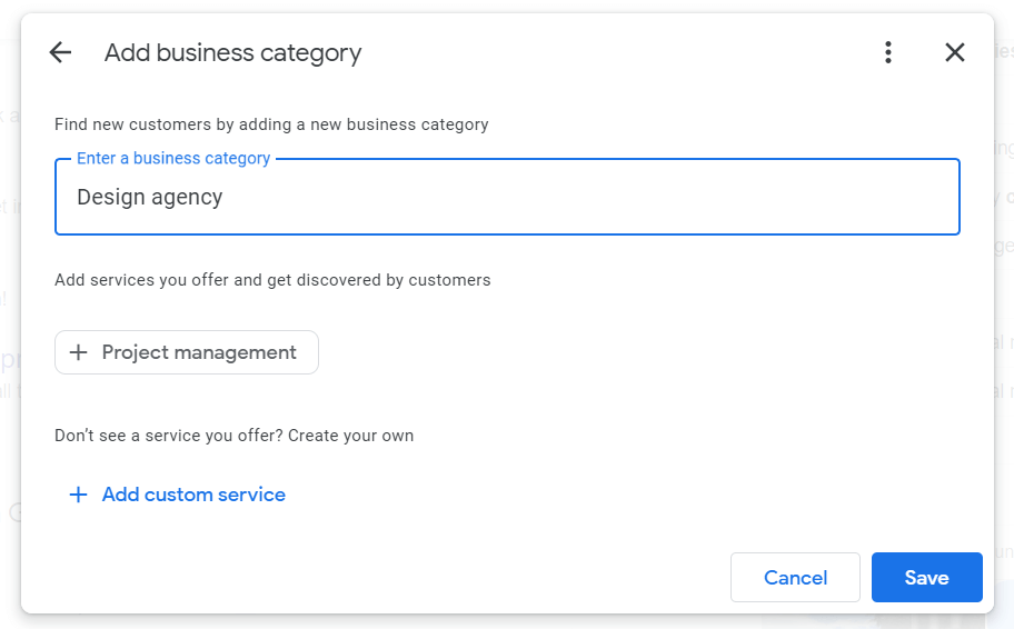 business caterory GBP