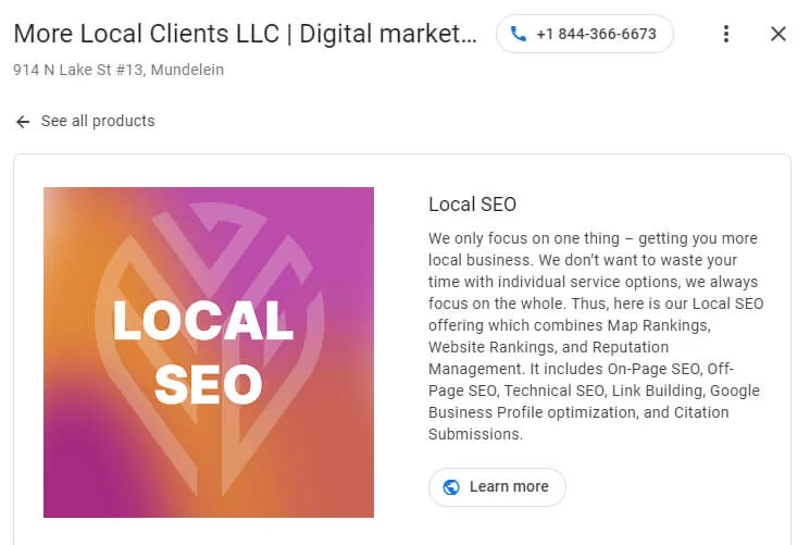google business listing product